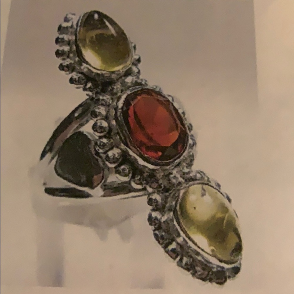 Citrine & Garnet Sterling Silver Ring